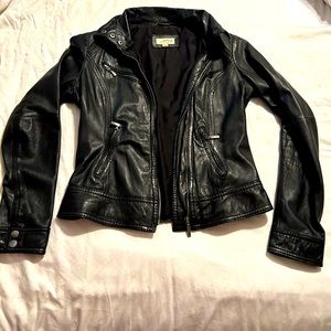 Black Bershka Genuine Leather Moto Jacket